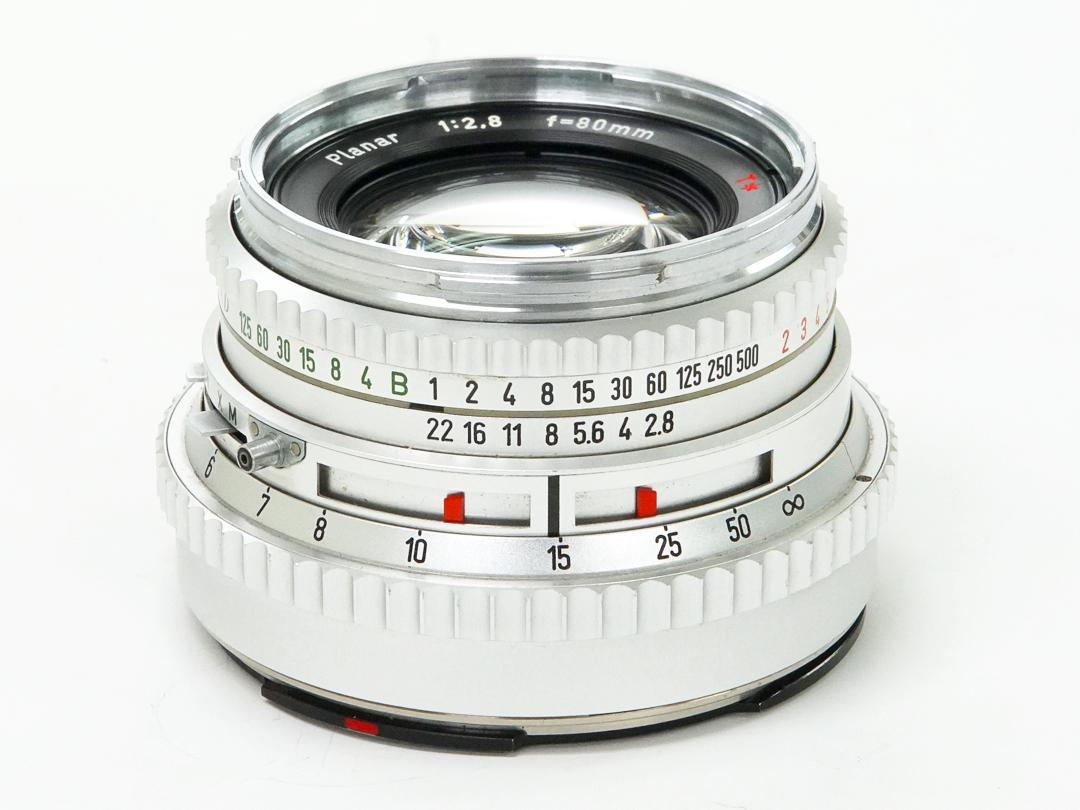 80/2.8 Planar (Cレンズ)　T☆ レアモノ  ハッセルブラッド Vシリーズ用  シンクロコンパーM.X.V. シャッター付 前後キャップ付 L#5570341の画像