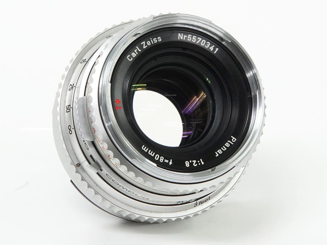 80/2.8 Planar (Cレンズ)　T☆ レアモノ  ハッセルブラッド Vシリーズ用  シンクロコンパーM.X.V. シャッター付 前後キャップ付 L#5570341の画像