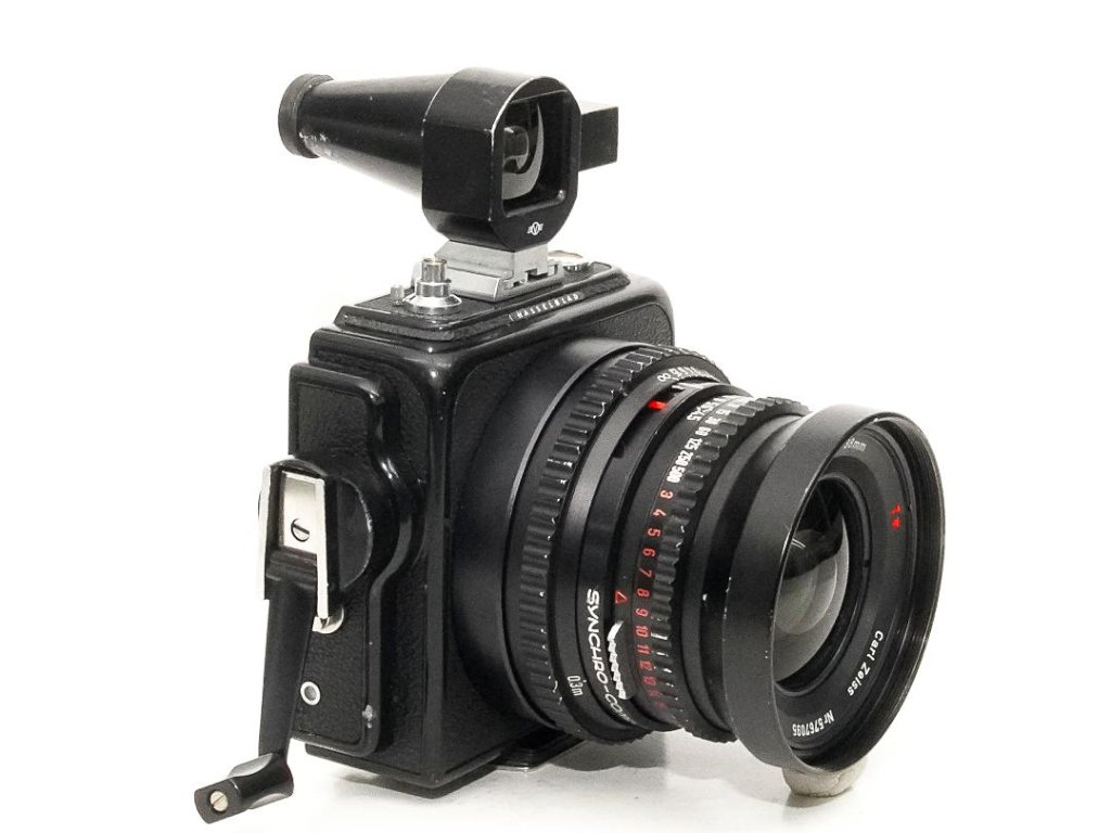 Hasselblad SWC 38/4.5 Biogon T ☆ (C-レンズ） ビューファインダー付き(メタル) ネックストラップ付 メタルレンズフード付 (フードキャップ付) の画像