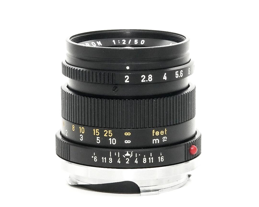 50/2 Summicron L#2454003 (made in Germany) ライカＭ用  後キャップ付  Pケース付 メタルレンズフード付　フードキヤップ付　　 距離計連動の画像