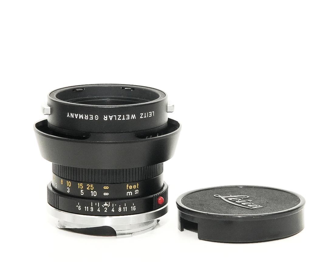 50/2 Summicron L#2454003 (made in Germany) ライカＭ用  後キャップ付  Pケース付 メタルレンズフード付　フードキヤップ付　　 距離計連動の画像