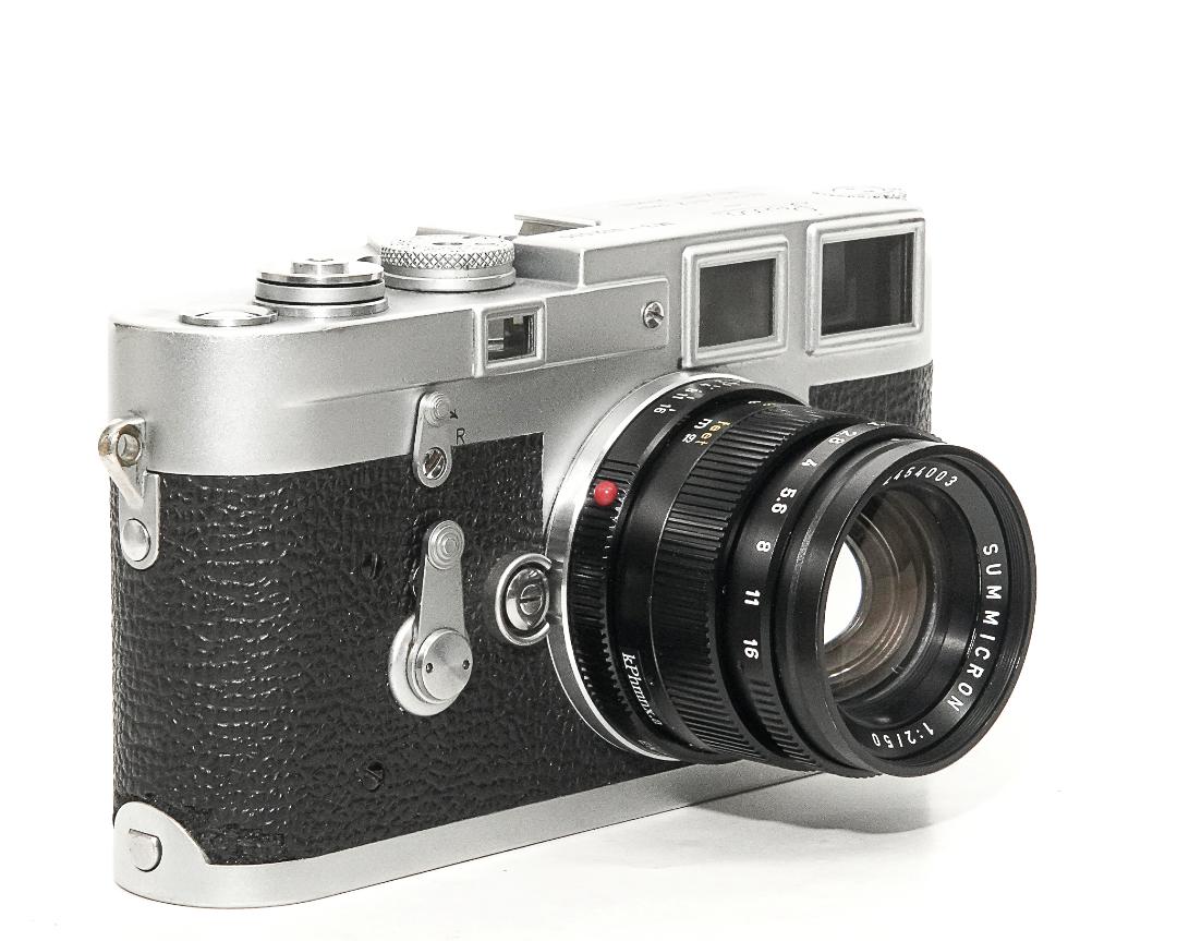 50/2 Summicron L#2454003 (made in Germany) ライカＭ用  後キャップ付  Pケース付 メタルレンズフード付　フードキヤップ付　　 距離計連動の画像
