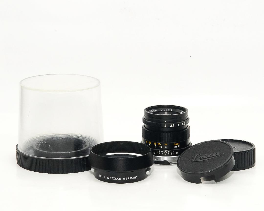 50/2 Summicron L#2454003 (made in Germany) ライカＭ用  後キャップ付  Pケース付 メタルレンズフード付　フードキヤップ付　　 距離計連動の画像