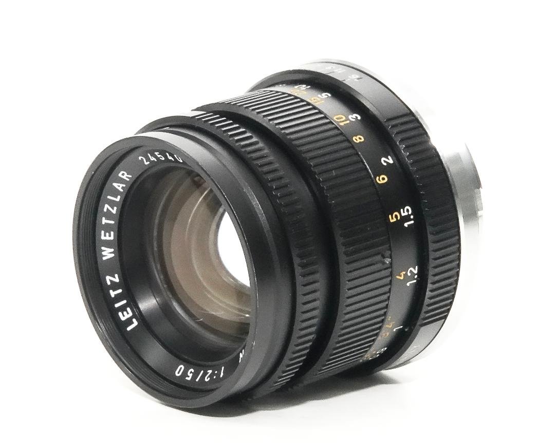 50/2 Summicron L#2454003 (made in Germany) ライカＭ用  後キャップ付  Pケース付 メタルレンズフード付　フードキヤップ付　　 距離計連動の画像