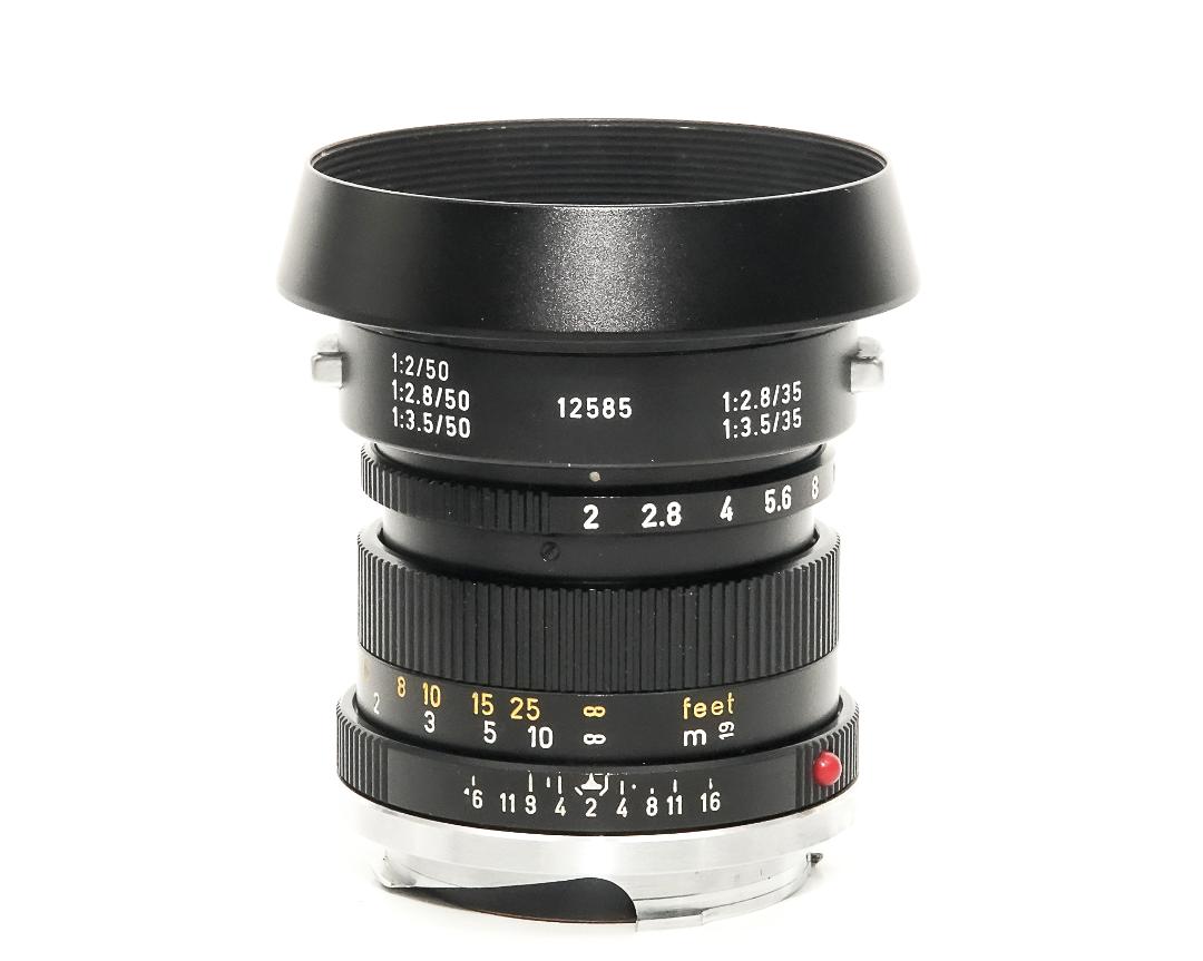 50/2 Summicron L#2454003 (made in Germany) ライカＭ用  後キャップ付  Pケース付 メタルレンズフード付　フードキヤップ付　　 距離計連動の画像