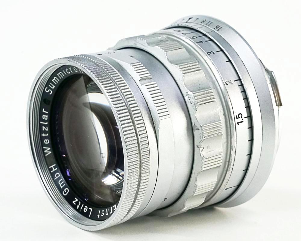 50/2 Summicron L#1545755  固定鏡胴の前期型 (Made in Germany) ライカＭ用  専用メタルフード付 (12585)  距離計連動 283gの画像