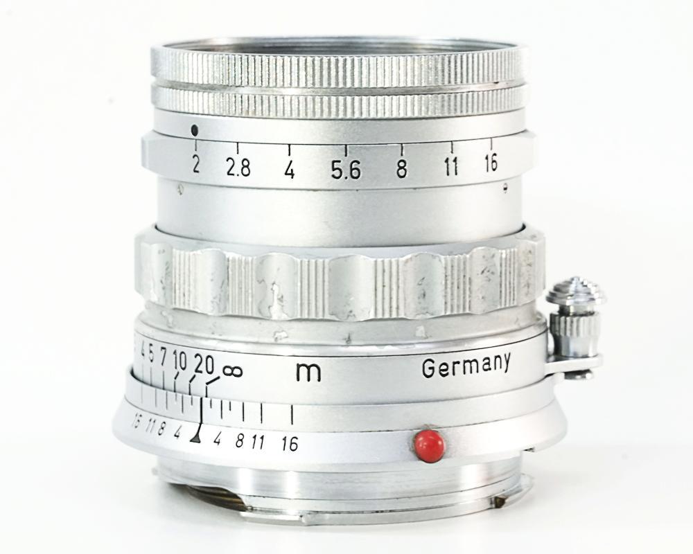 50/2 Summicron L#1545755  固定鏡胴の前期型 (Made in Germany) ライカＭ用  専用メタルフード付 (12585)  距離計連動 283gの画像