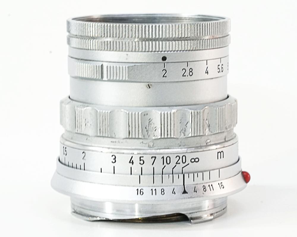 50/2 Summicron L#1545755  固定鏡胴の前期型 (Made in Germany) ライカＭ用  専用メタルフード付 (12585)  距離計連動 283gの画像