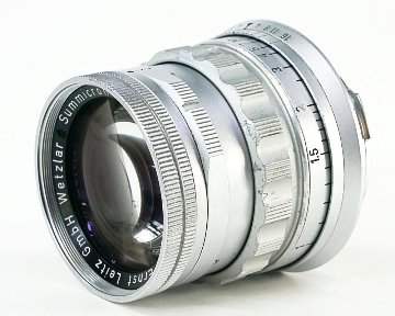50/2 Summicron L#1545755  固定鏡胴の前期型 (Made in Germany) ライカＭ用  専用メタルフード付 (12585)  距離計連動 283gの画像
