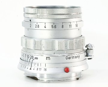 50/2 Summicron L#1545755  固定鏡胴の前期型 (Made in Germany) ライカＭ用  専用メタルフード付 (12585)  距離計連動 283gの画像