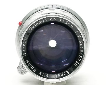50/2 Summicron L#1545755  固定鏡胴の前期型 (Made in Germany) ライカＭ用  専用メタルフード付 (12585)  距離計連動 283gの画像
