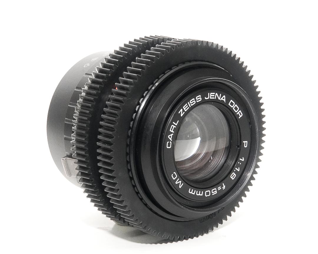 50/1.8  MC P (Pancolar)  Carl Zeiss Jena DDR シネ、ムービー用レンズ改装レンズ,　プラクチカBマウント → Sony E マウント用アダプター付 の画像