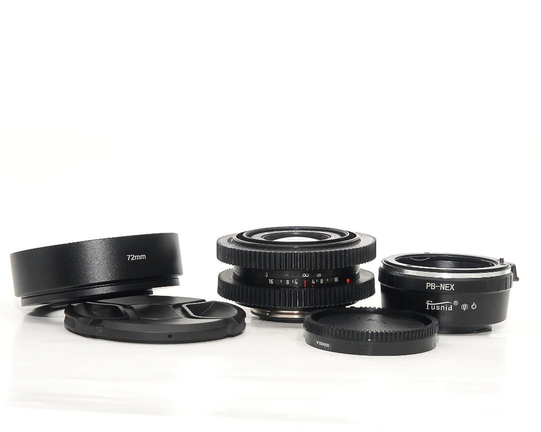 50/1.8  MC P (Pancolar)  Carl Zeiss Jena DDR シネ、ムービー用レンズ改装レンズ,　プラクチカBマウント → Sony E マウント用アダプター付 の画像