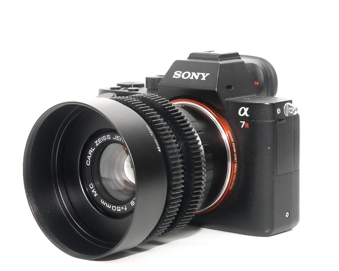 50/1.8  MC P (Pancolar)  Carl Zeiss Jena DDR シネ、ムービー用レンズ改装レンズ,　プラクチカBマウント → Sony E マウント用アダプター付 の画像