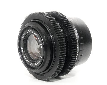 50/1.8  MC P (Pancolar)  Carl Zeiss Jena DDR シネ、ムービー用レンズ改装レンズ,　プラクチカBマウント → Sony E マウント用アダプター付 の画像