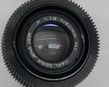 50/1.8  MC P (Pancolar)  Carl Zeiss Jena DDR シネ、ムービー用レンズ改装レンズ,　プラクチカBマウント → Sony E マウント用アダプター付 の画像