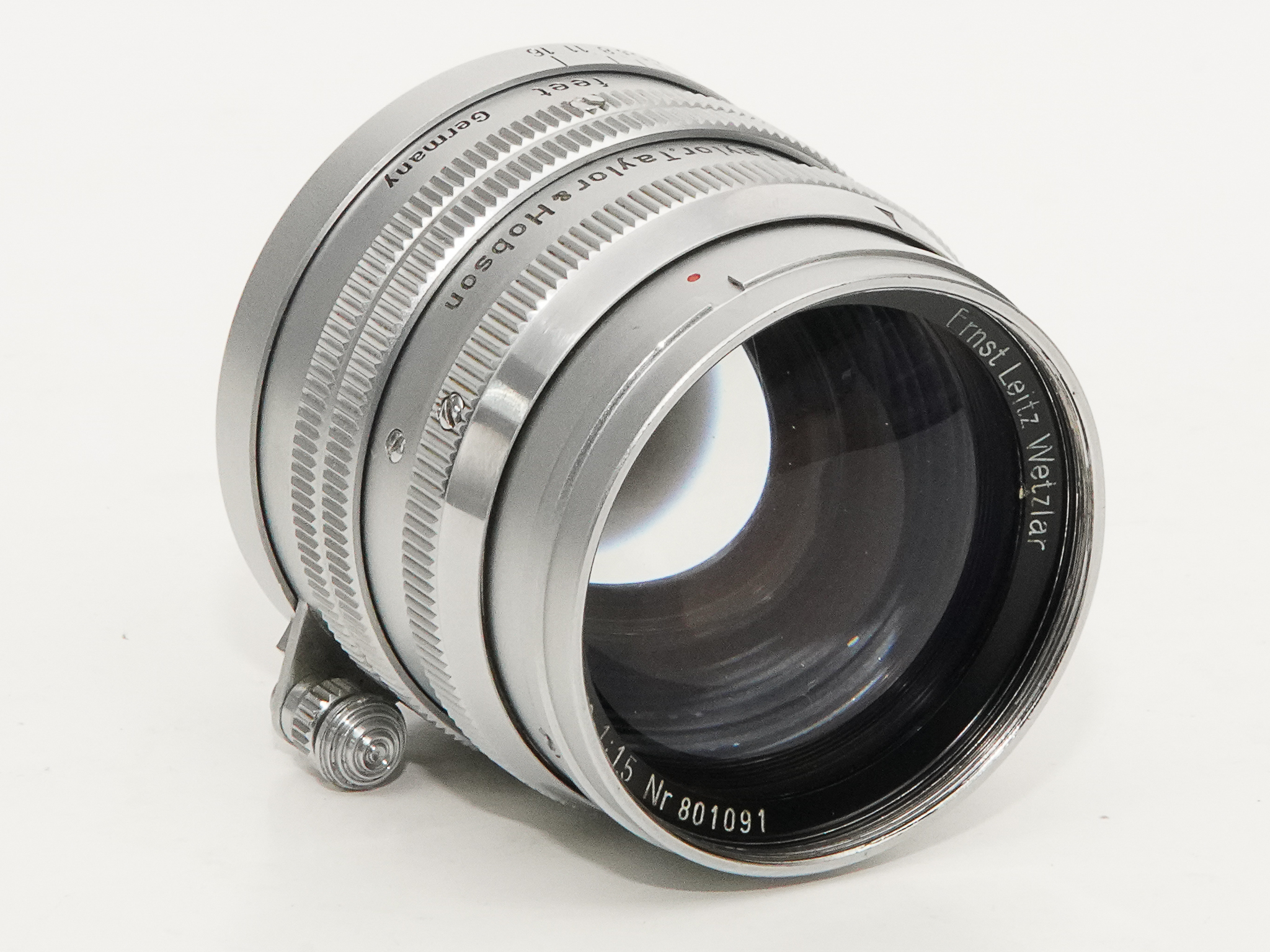 50mm F1.5 Summarit  Sn801091 ライカスクリュー(L39)用  専用純正フィルター・前後キャップ付、フード付(他社製)の画像