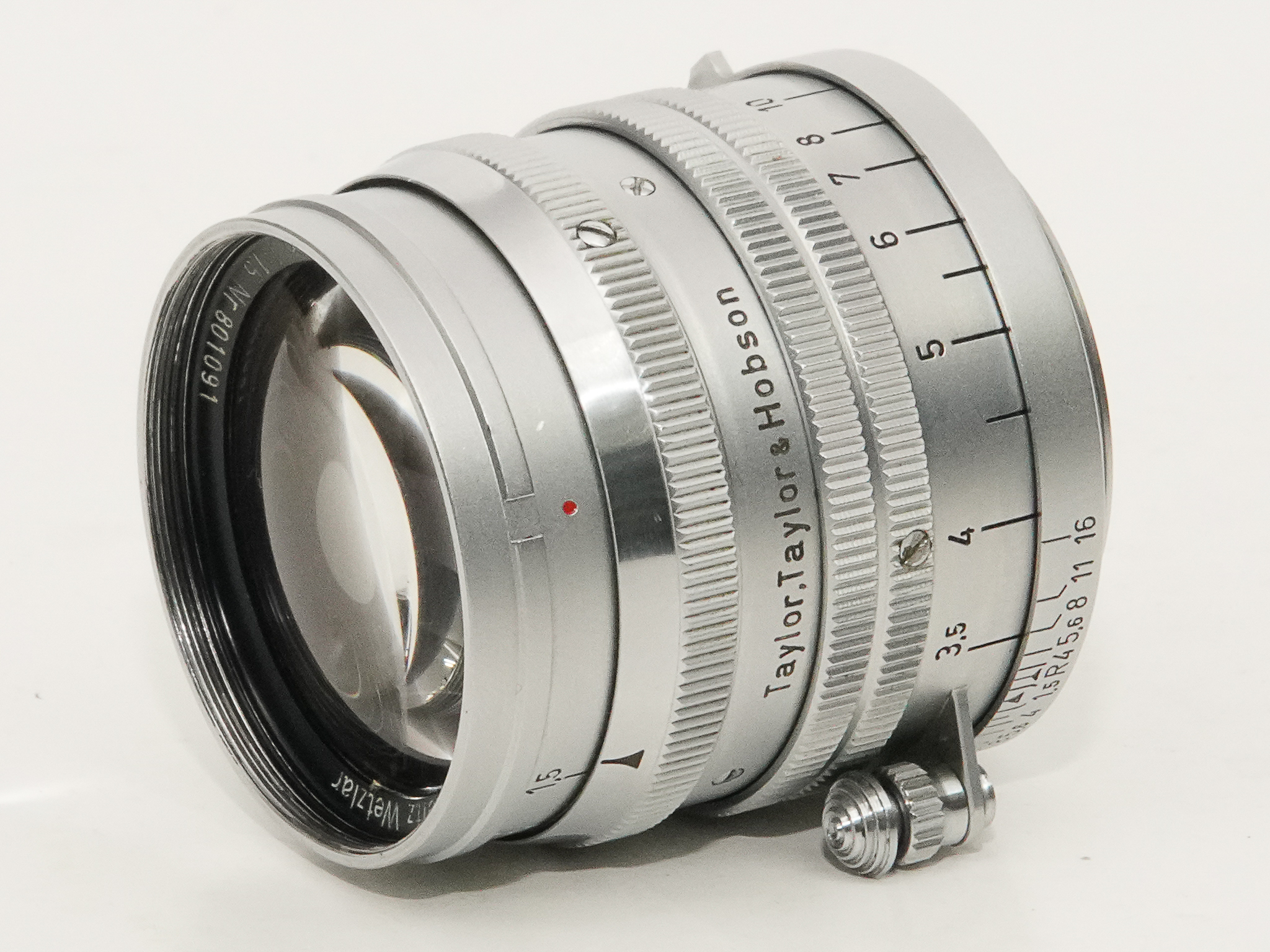 50mm F1.5 Summarit  Sn801091 ライカスクリュー(L39)用  専用純正フィルター・前後キャップ付、フード付(他社製)の画像