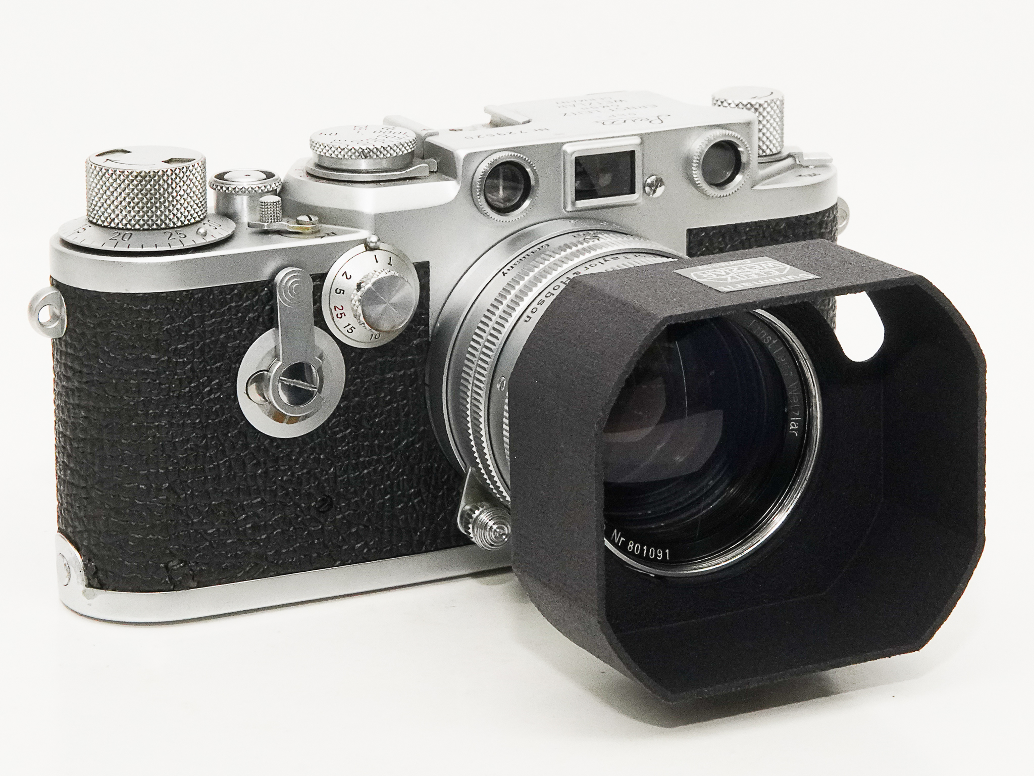 50mm F1.5 Summarit  Sn801091 ライカスクリュー(L39)用  専用純正フィルター・前後キャップ付、フード付(他社製)の画像