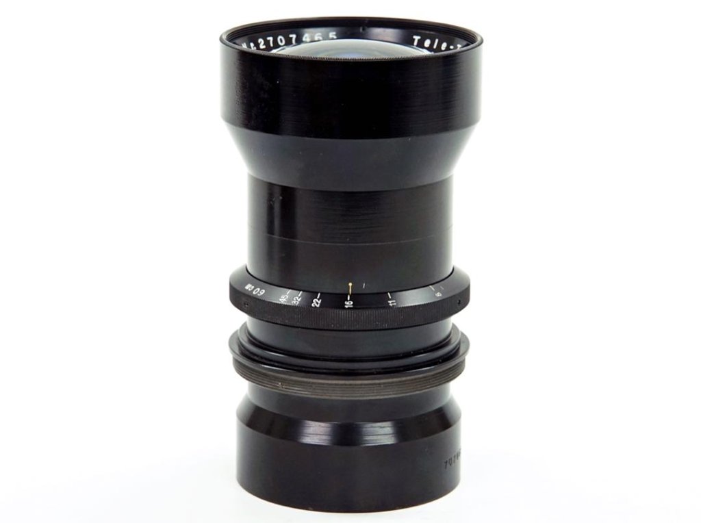 600/8 Tele-Tessar (Carl Zeiss Jena ) Barrel Lens　真円絞り 11×14inカバー 軍用レンズの画像