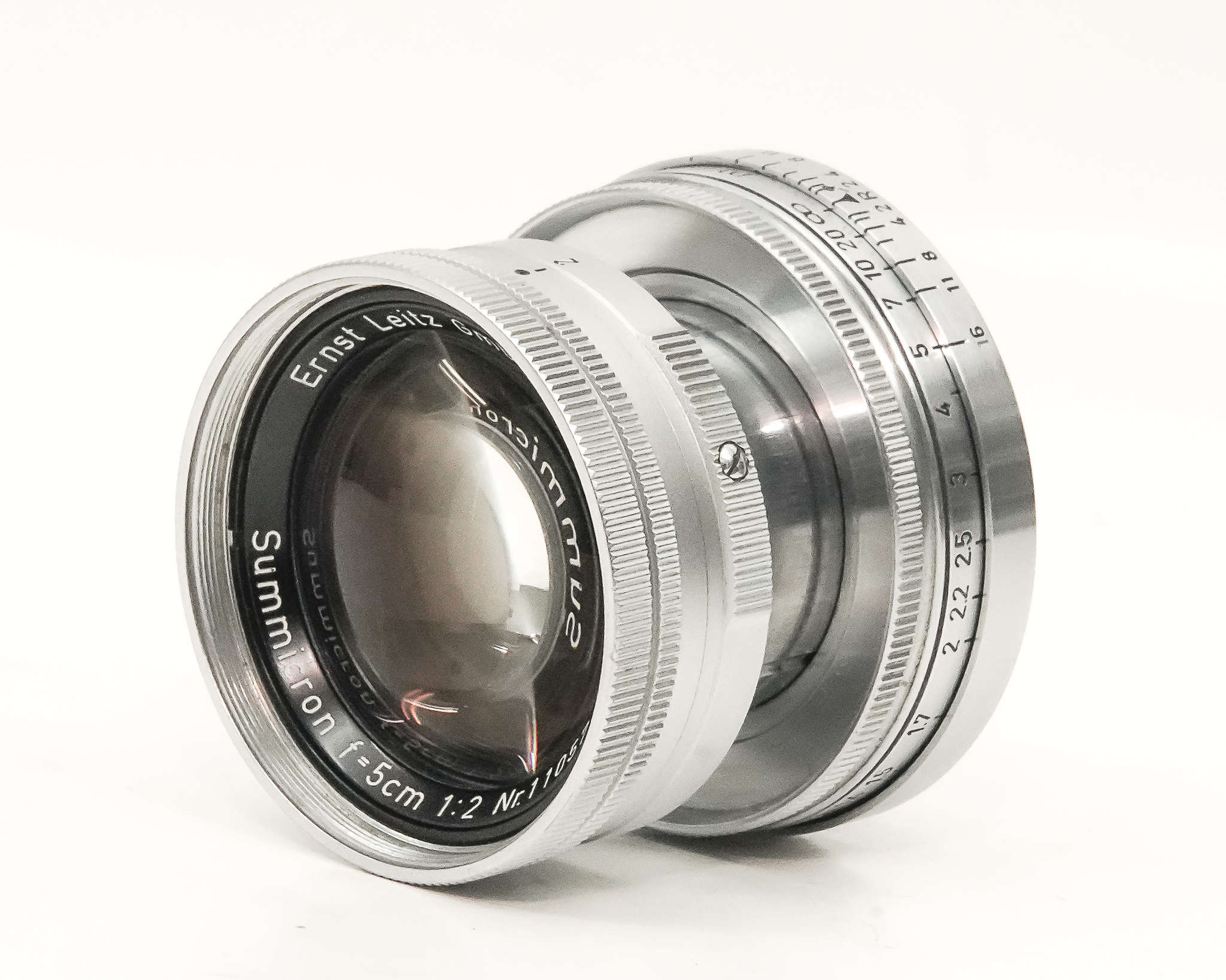 50/2 Summicron 沈胴  Sn.1105715 ライカスクリュー(L39)用  前後キャップ付 　第1世代（1st）  トリューム含有、の画像
