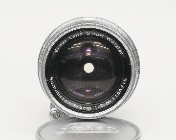 50/2 Summicron 沈胴  Sn.1105715 ライカスクリュー(L39)用  前後キャップ付 　第1世代（1st）  トリューム含有、の画像