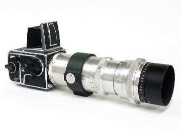 400/5.5 Telemegor (Meyer - Optik) V-シリーズ,ハッセルF用 メタルフード（社外品)付　三脚座付  真円絞り画像