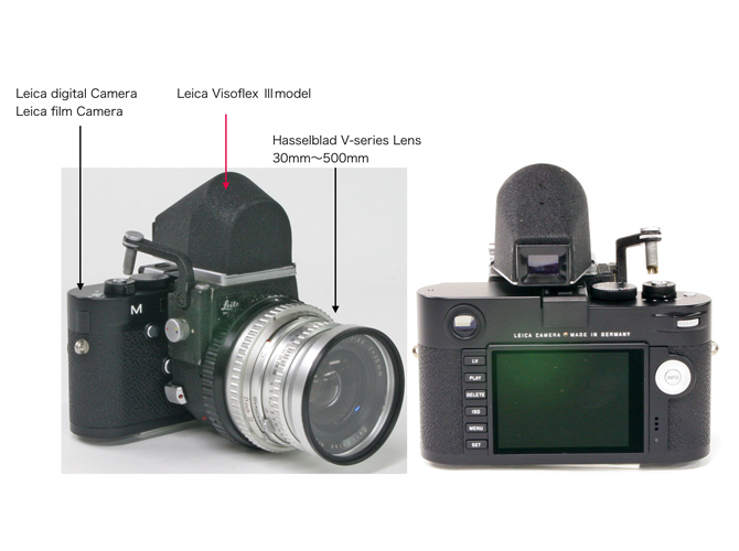 ライカビゾフレックス3 型 M用 アイレベルファインダー付 ビゾフレックスに&Hasselblad Lens使用画像