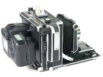 アダプター CANON  EOS  digitalカメラを−4×5inカメラへ 国際規格機構カメラ用画像