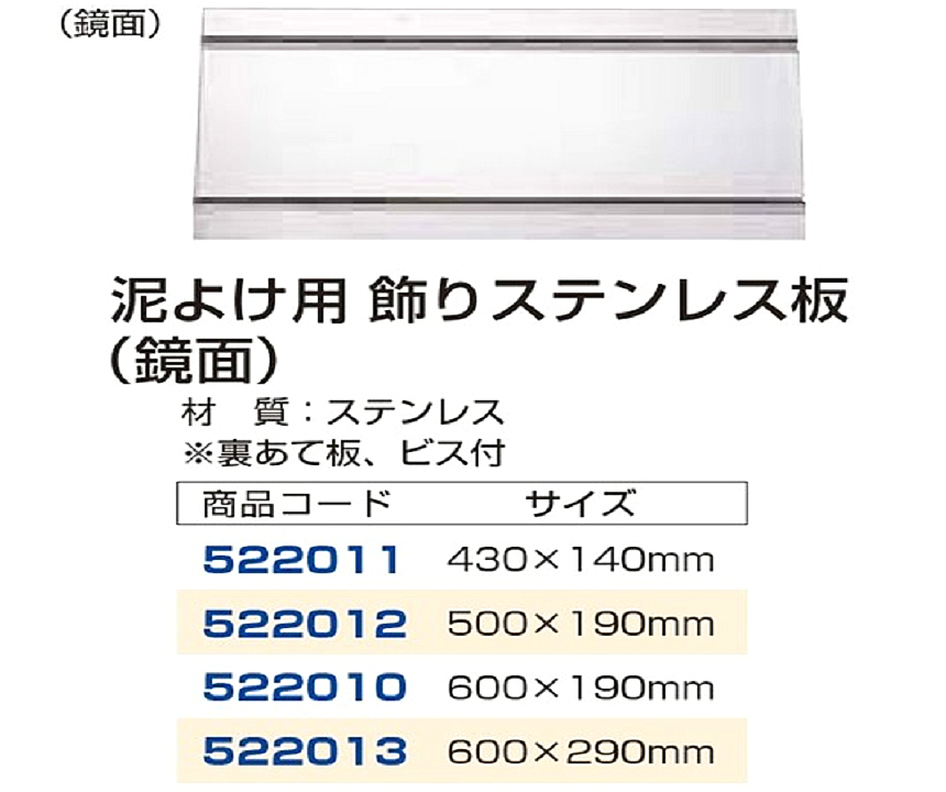 JET泥除け用飾りステンレス板（鏡面）