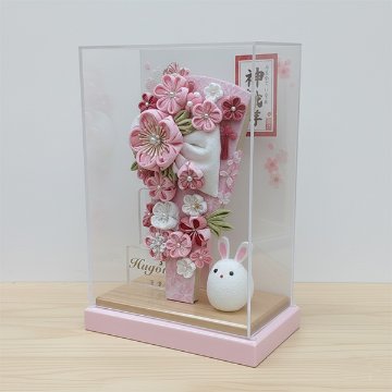７号かんざしつまみ細工羽子板 ピンク ケース飾りの画像