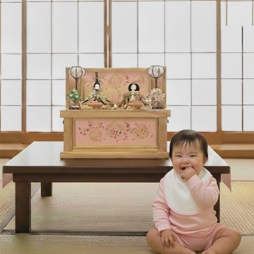 嘉祥作　創作雛 おぼこ親王　白木収納飾りの画像