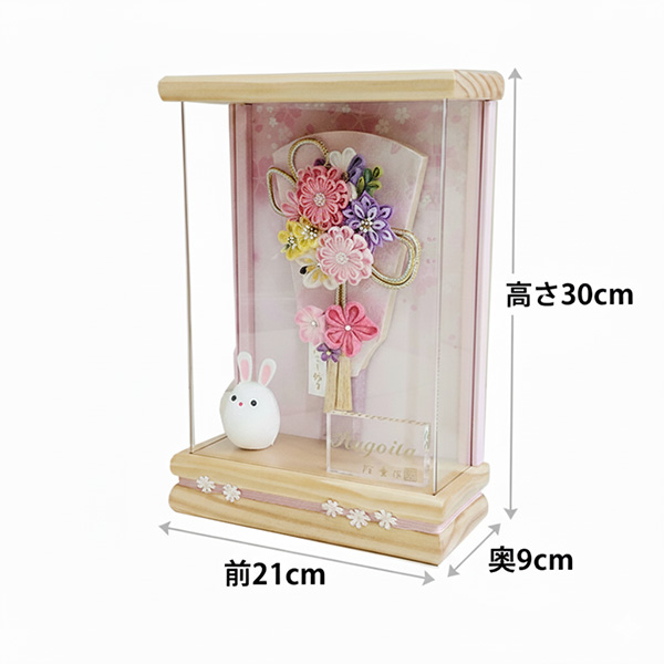 7号 つまみ細工羽子板 かんざし 壁掛け アクリルケース飾り