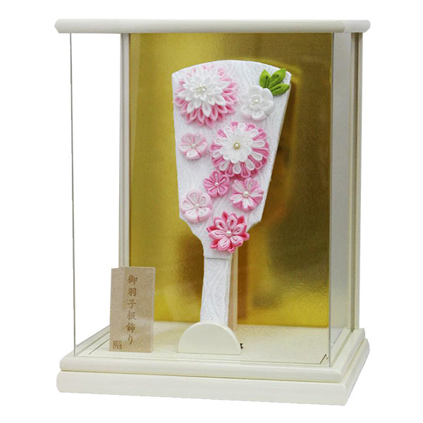 初正月/送料無料】おしゃれなつまみ細工羽子板 8号 手作り花飾り オフ