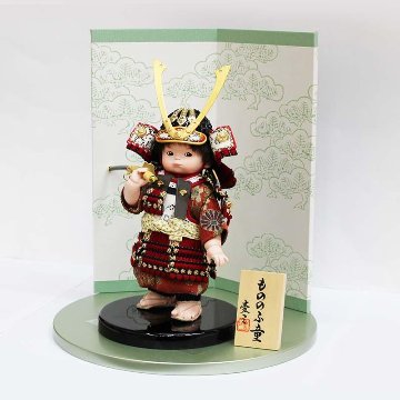 壹三 もののふ童シリーズ 凜 松葉文様 和紙衝立飾りの画像