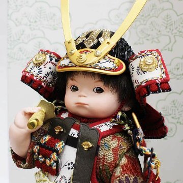 壹三 もののふ童シリーズ 凜 松葉文様 和紙衝立飾りの画像