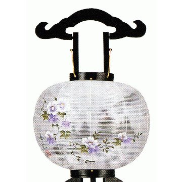 絹張本黒塗り対柄瑞光二重大内行灯 八女盆提灯 1対