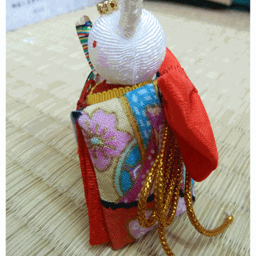 ちりめん細工　ウサギの雛人形　親王飾り　1-801画像
