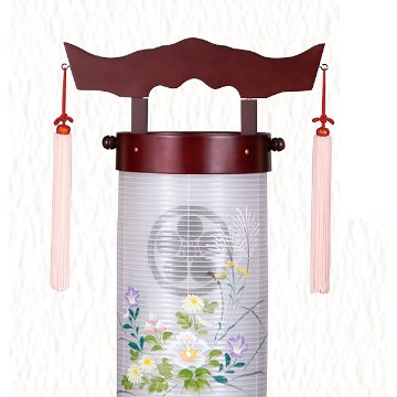 法明燈 50号 桜調 京華紋 飾り台付きセット 家紋入り (組立不要)の画像