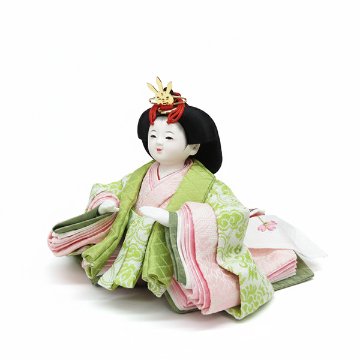 嘉祥作 おぼこ雛 モカ塗 月形円型親王飾りの画像