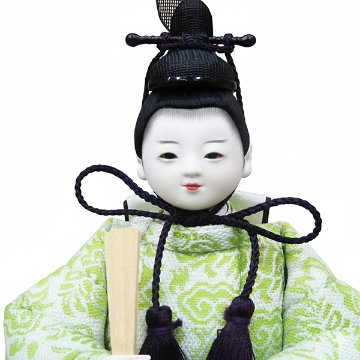 嘉祥作 おぼこ雛 モカ塗 月形円型親王飾りの画像