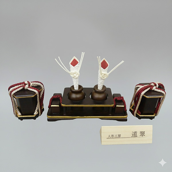 道翠作 大芥子 親王 越前和紙灰梅屏風平飾りの画像