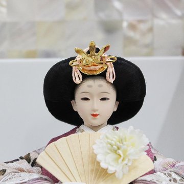 ピンク塗アクリルケース親王飾り LED照明の画像