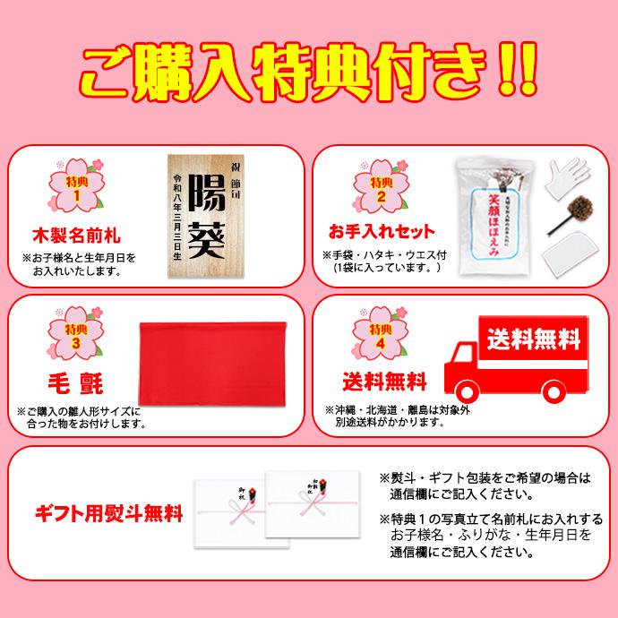 開花兎雛　五人飾り　ちりめん細工の雛人形　リュウコドウ　1-797の画像