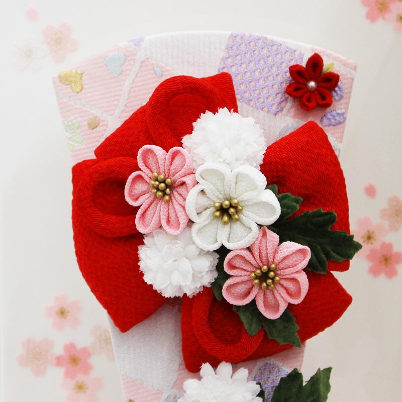 ちりめんカンザシ羽子板飾り