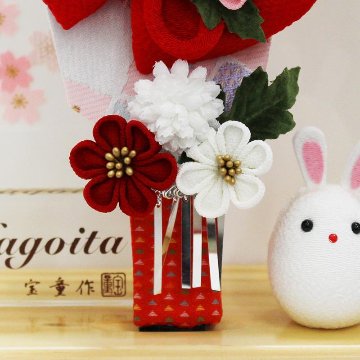 ちりめんカンザシ羽子板ケース飾りの画像