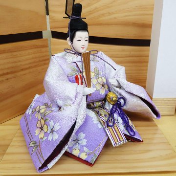 嘉祥作 小三五金彩衣裳着親王 白木造り平飾り の画像