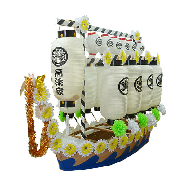 全長 1.6ｍ 木製 精霊船 家紋DX型 波幕台車付（店頭渡し商品です）の画像