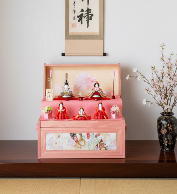 喜久絵作　桜華雛　美宝五人　宝石箱収納飾り の画像