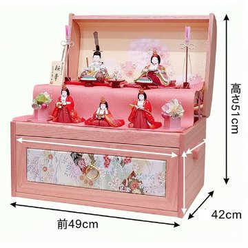 喜久絵作　桜華雛　美宝五人　宝石箱収納飾り の画像